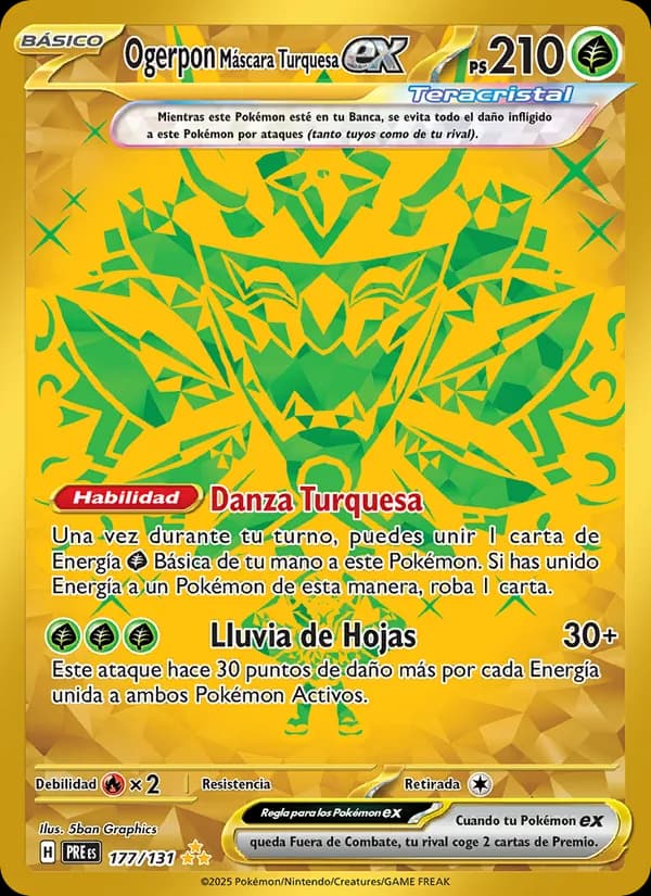 Ogerpon Máscara Turquesa ex card in Spanish