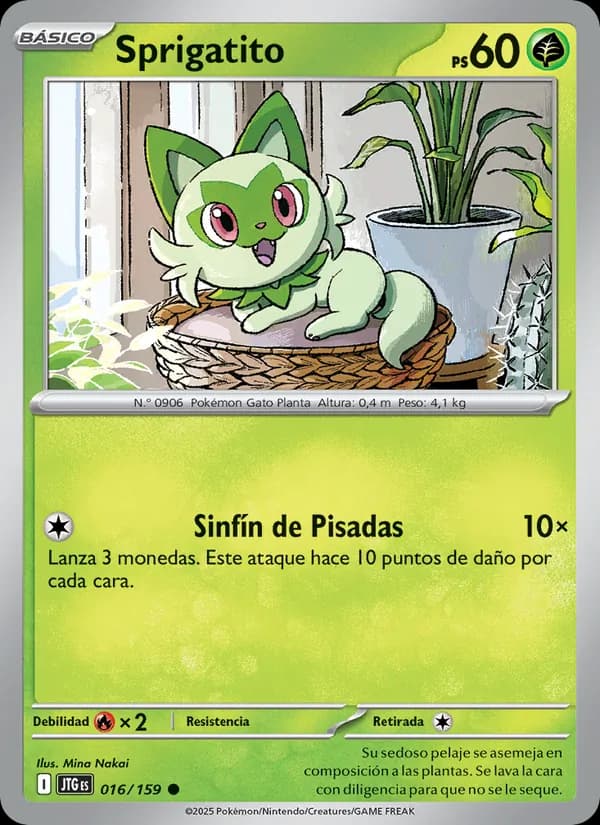Sprigatito card in Spanish