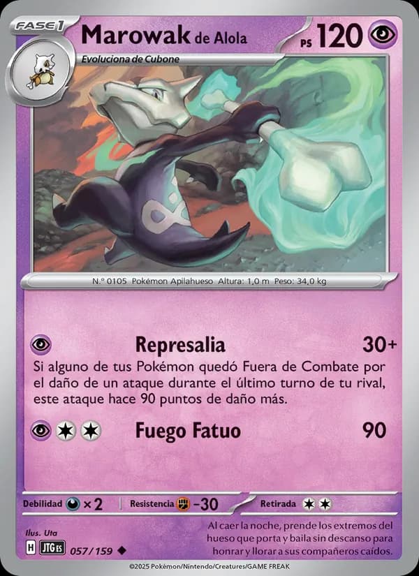 Marowak de Alola card in Spanish