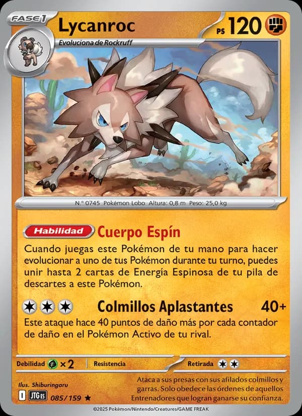 Lycanroc card in Spanish