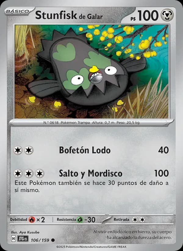 Stunfisk de Galar card in Spanish