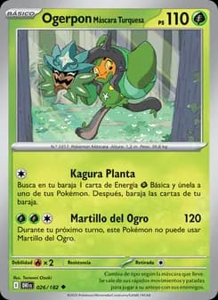 Ogerpon Máscara Turquesa card in Spanish