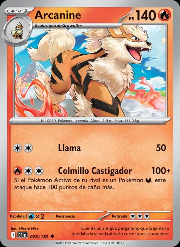 Arcanine card in Spanish