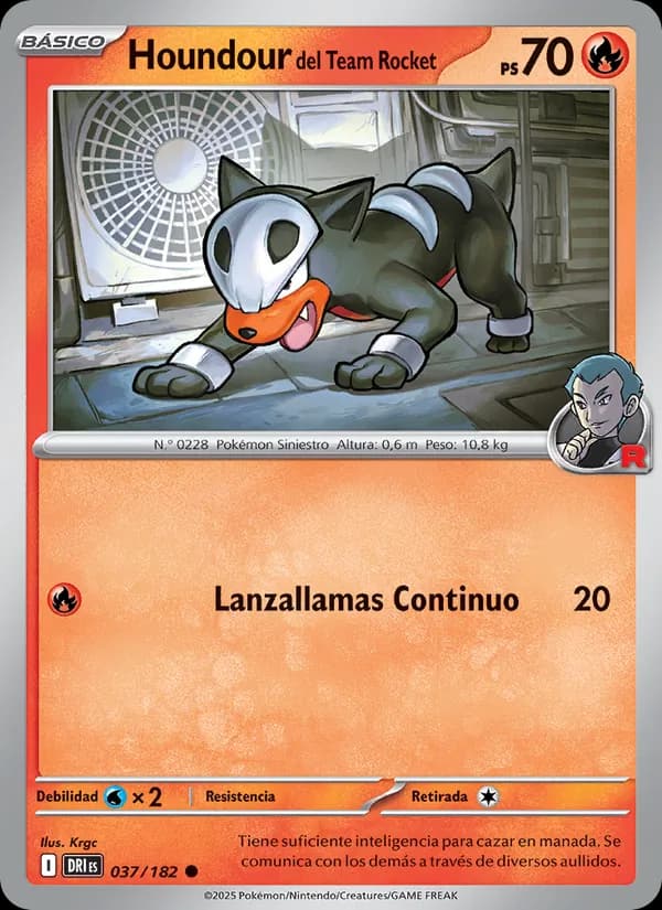 Houndour del Team Rocket card in Spanish