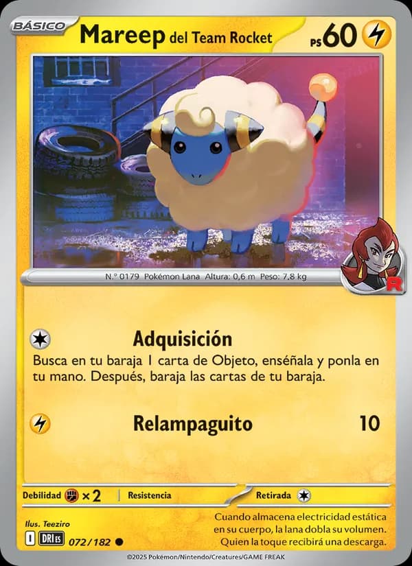 Mareep del Team Rocket card in Spanish