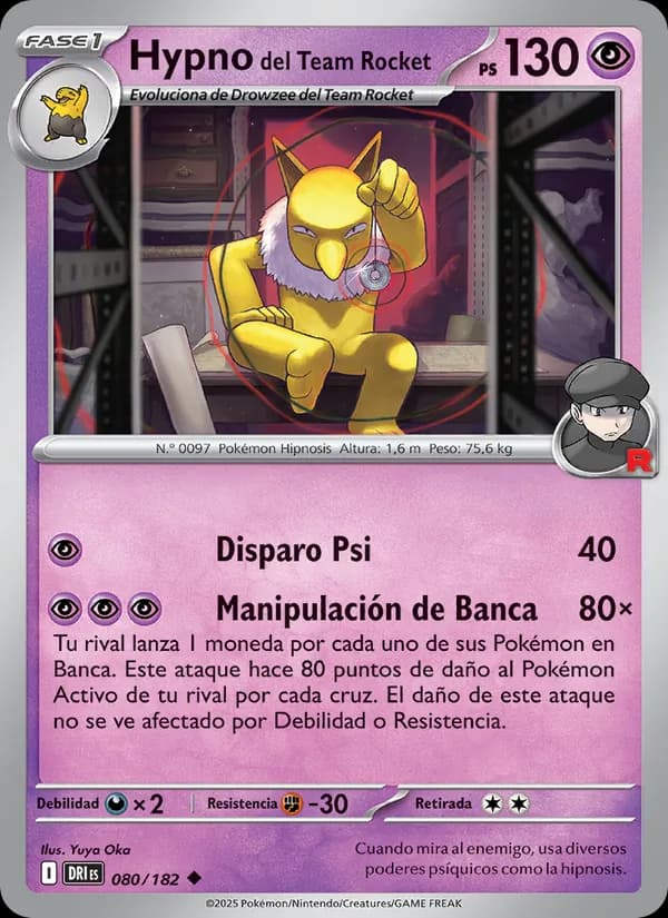 Hypno del Team Rocket card in Spanish