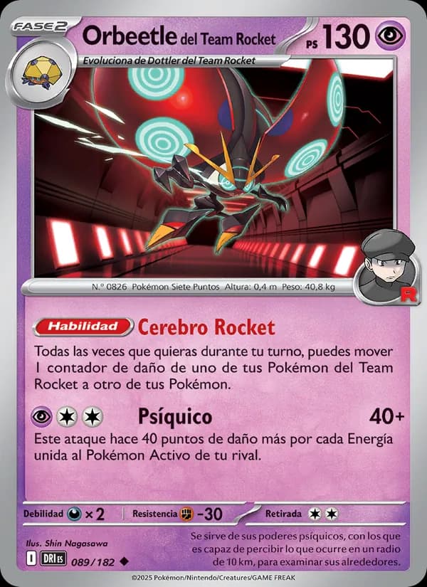 Orbeetle del Team Rocket card in Spanish
