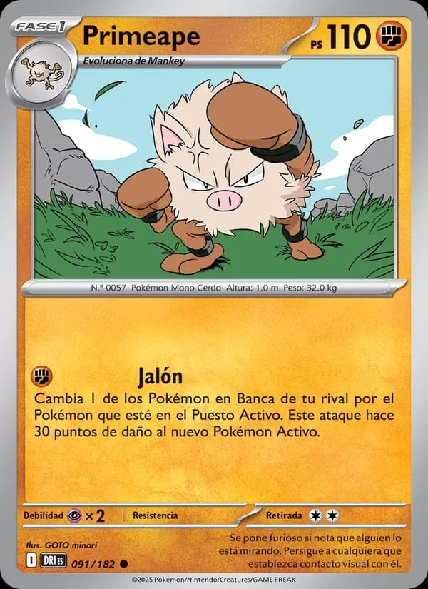 Primeape card in Spanish