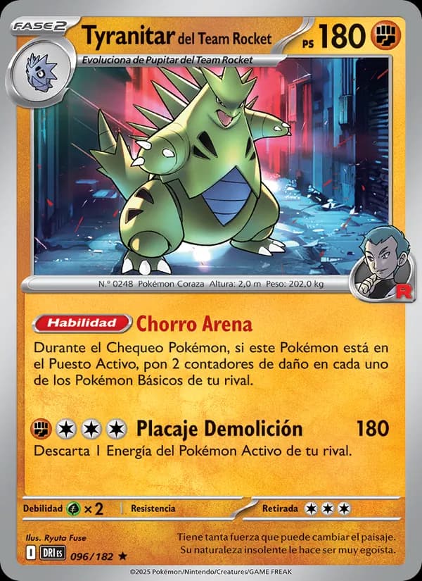 Tyranitar del Team Rocket card in Spanish
