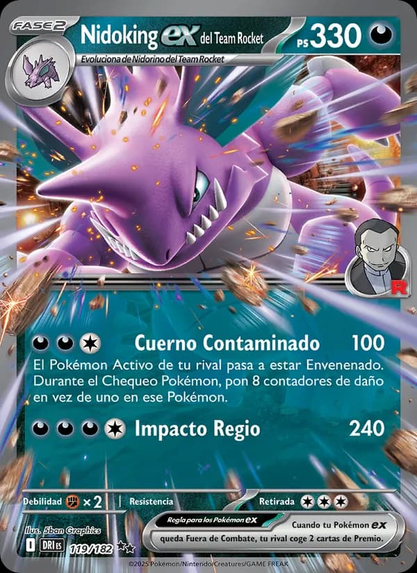 Nidoking ex del Team Rocket card in Spanish