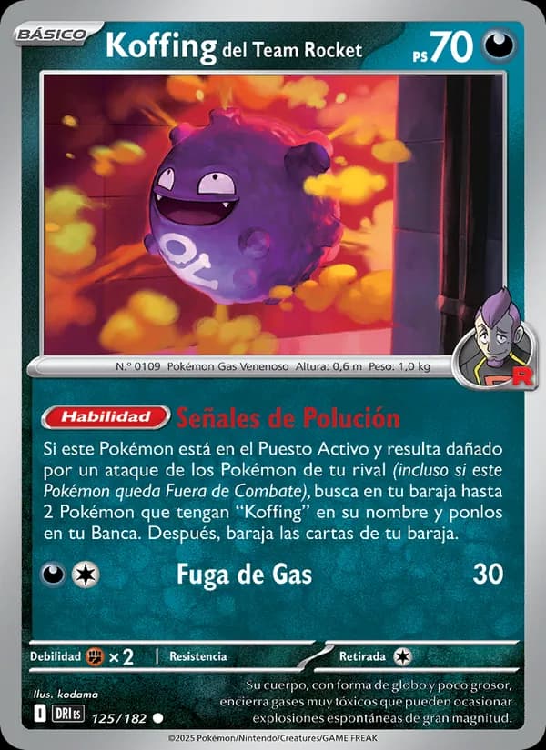 Koffing del Team Rocket card in Spanish
