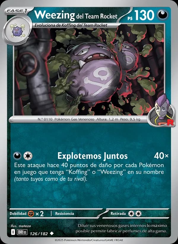 Weezing del Team Rocket card in Spanish