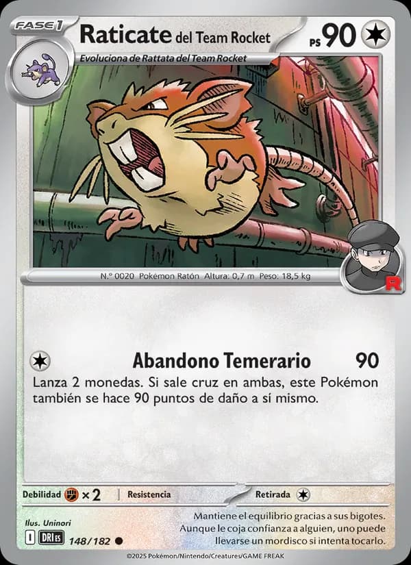 Raticate del Team Rocket card in Spanish