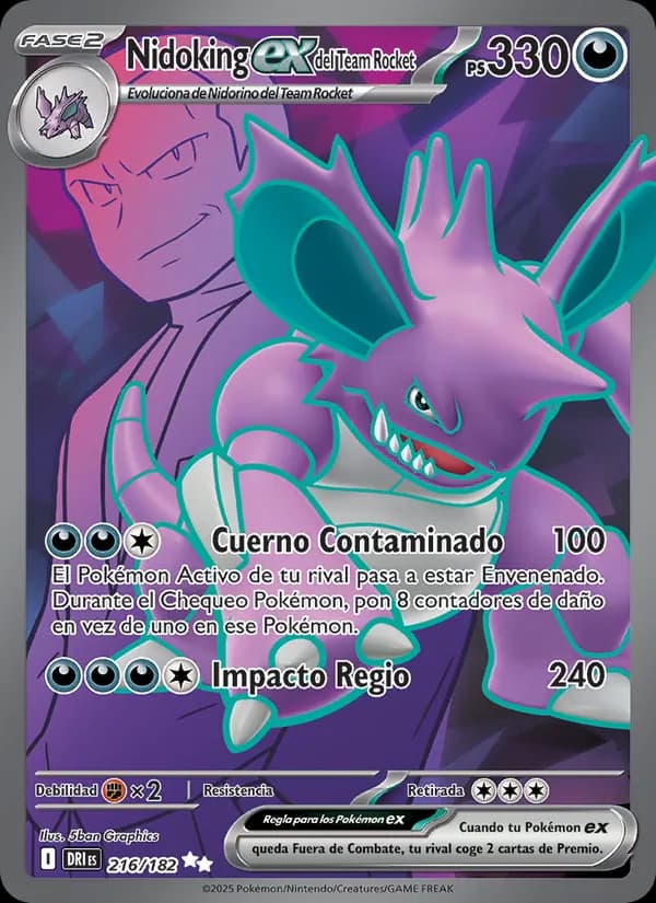 Nidoking ex del Team Rocket card in Spanish