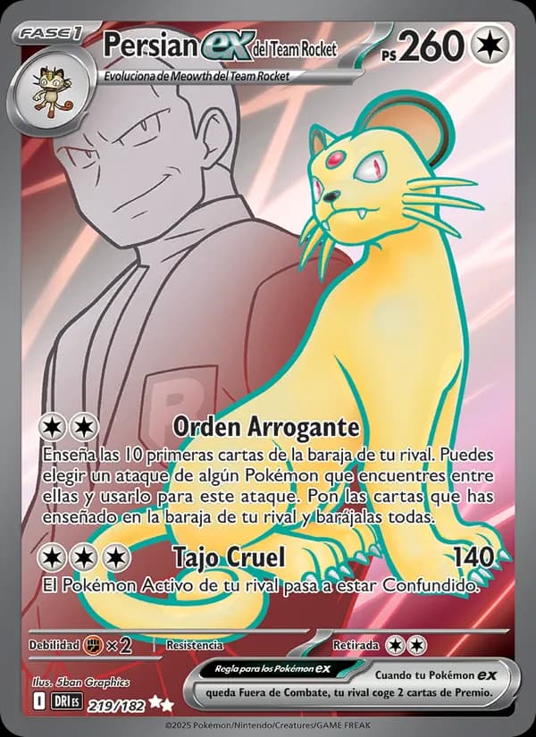 Persian ex del Team Rocket card in Spanish
