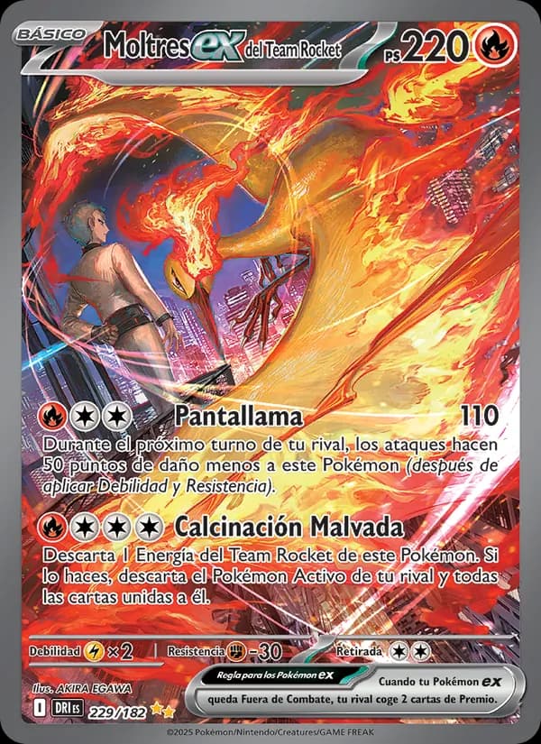 Moltres ex del Team Rocket card in Spanish
