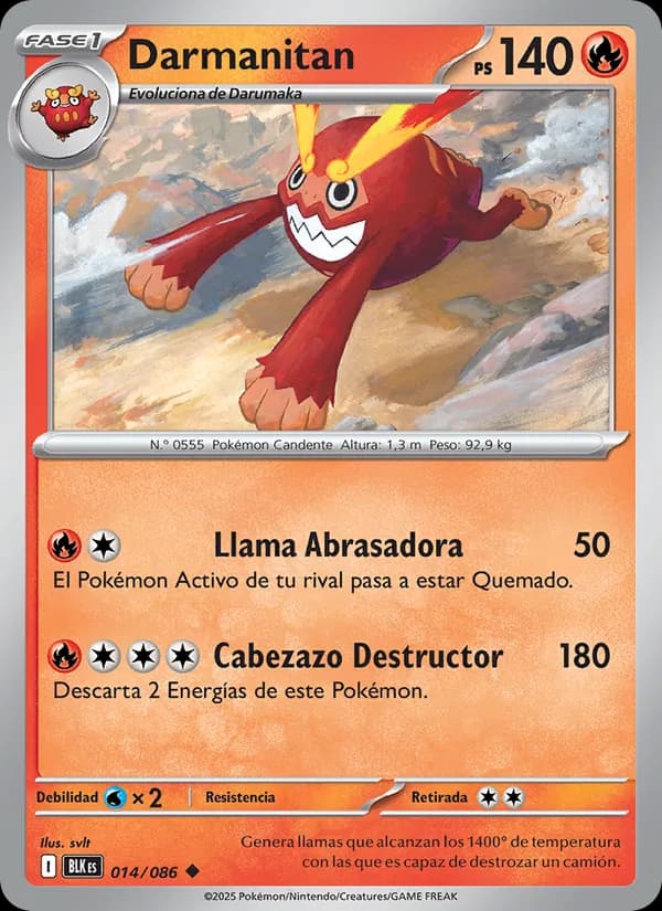 Darmanitan card in Spanish