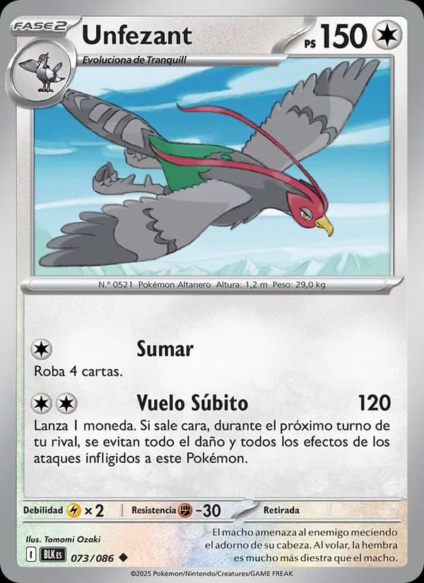 Unfezant card in Spanish