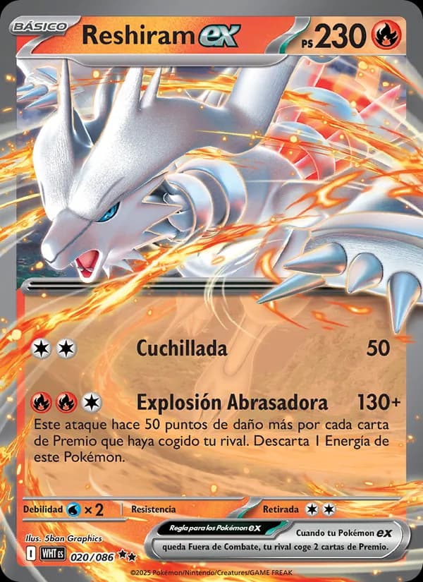 Reshiram ex card in Spanish