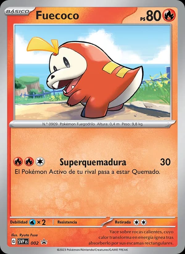 Fuecoco card in Spanish