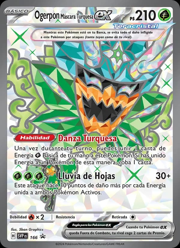 Ogerpon Máscara Turquesa ex card in Spanish