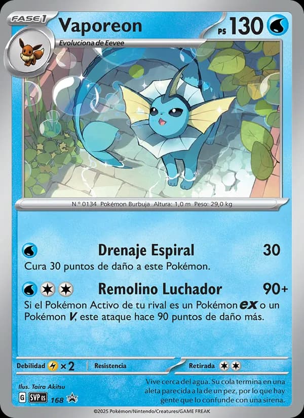 Vaporeon card in Spanish