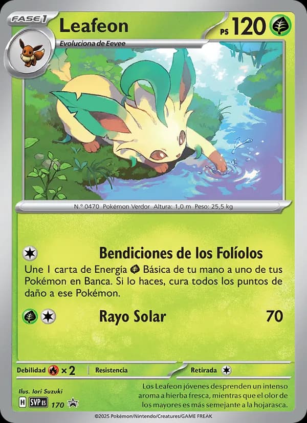 Leafeon card in Spanish