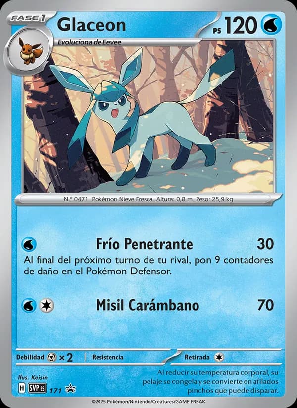 Glaceon card in Spanish