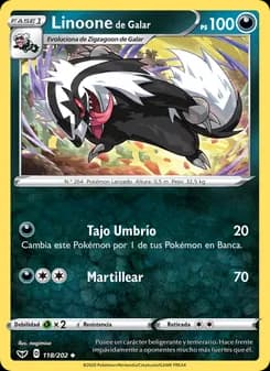Linoone de Galar card in Spanish