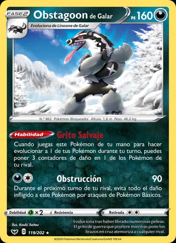Obstagoon de Galar card in Spanish