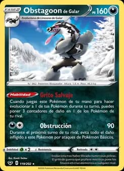 Obstagoon de Galar card in Spanish