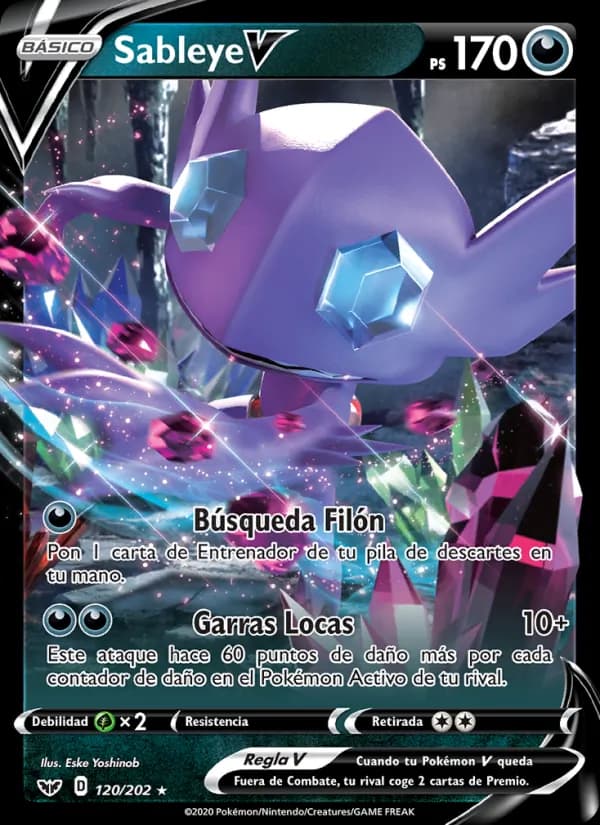 Sableye V card in Spanish