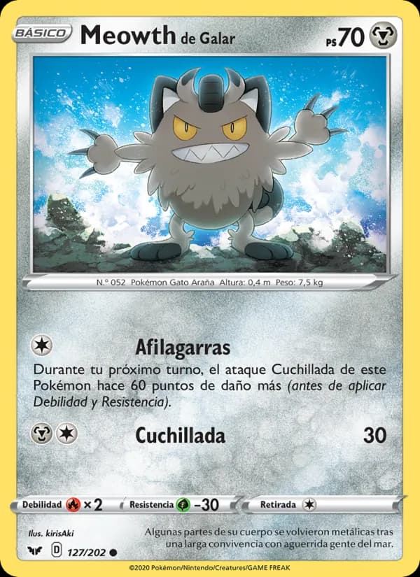 Meowth de Galar card in Spanish
