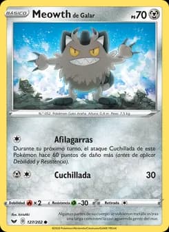 Meowth de Galar card in Spanish