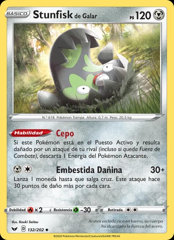 Stunfisk de Galar card in Spanish