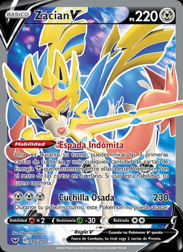 Zacian V card in Spanish