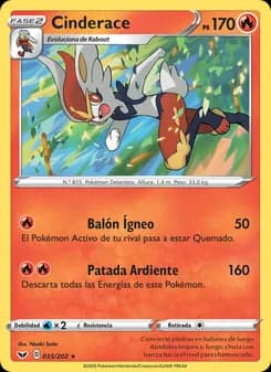 Cinderace card in Spanish