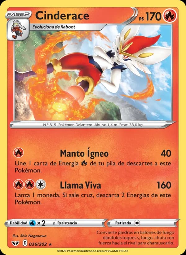 Cinderace card in Spanish