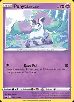 Ponyta de Galar card in Spanish