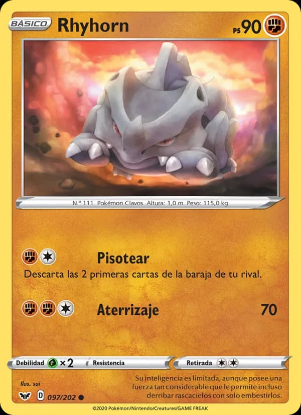 Rhyhorn card in Spanish