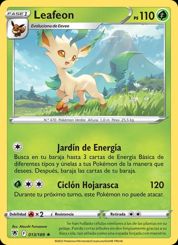 Leafeon card in Spanish