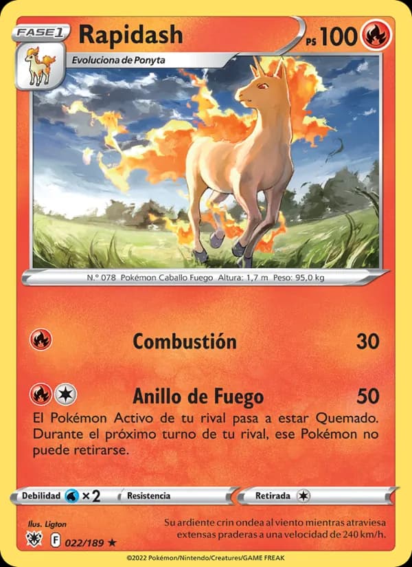 Rapidash card in Spanish