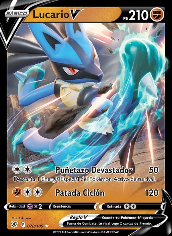 Lucario V card in Spanish