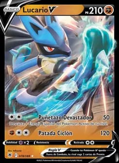 Lucario V card in Spanish