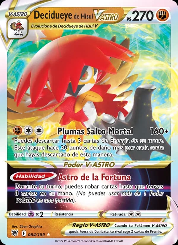 Decidueye de Hisui V-ASTRO card in Spanish
