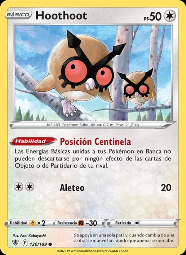 Hoothoot card in Spanish