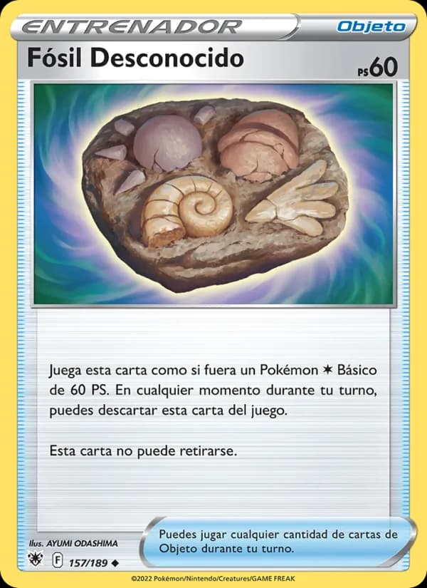 Fósil Desconocido card in Spanish