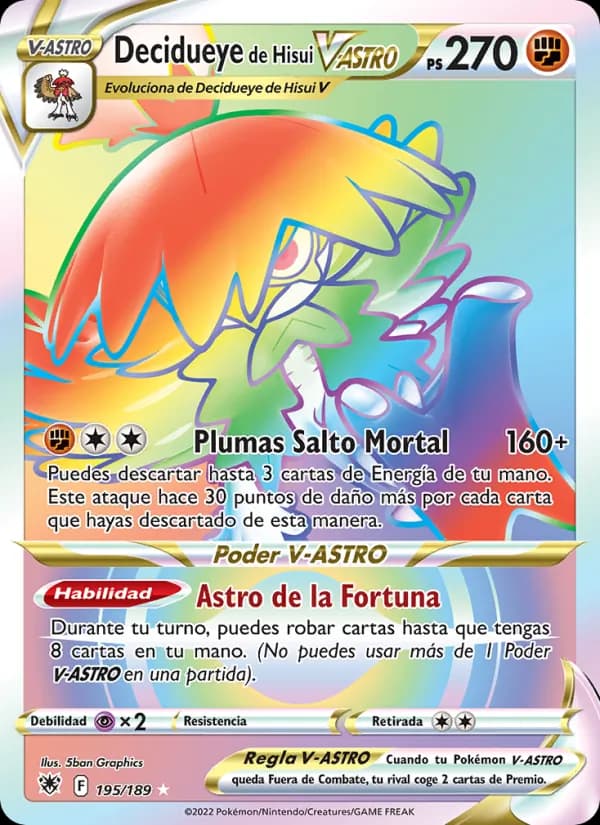 Decidueye de Hisui V-ASTRO card in Spanish
