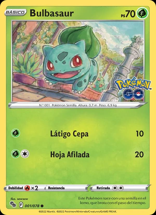 Bulbasaur card in Spanish
