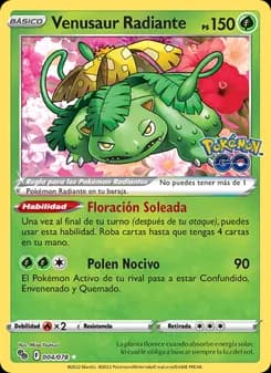 Venusaur Radiante card in Spanish